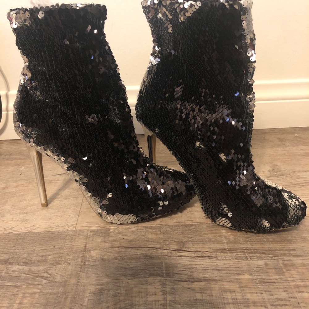 High Heel Sequin Booties.